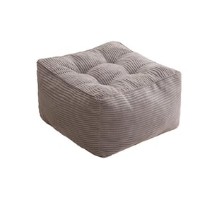 21.7 x 21.7 in. Grey Square Outdoor Pouf with Foam Chunk Filling, Furry and Fluffy Foot Rest for Living Room