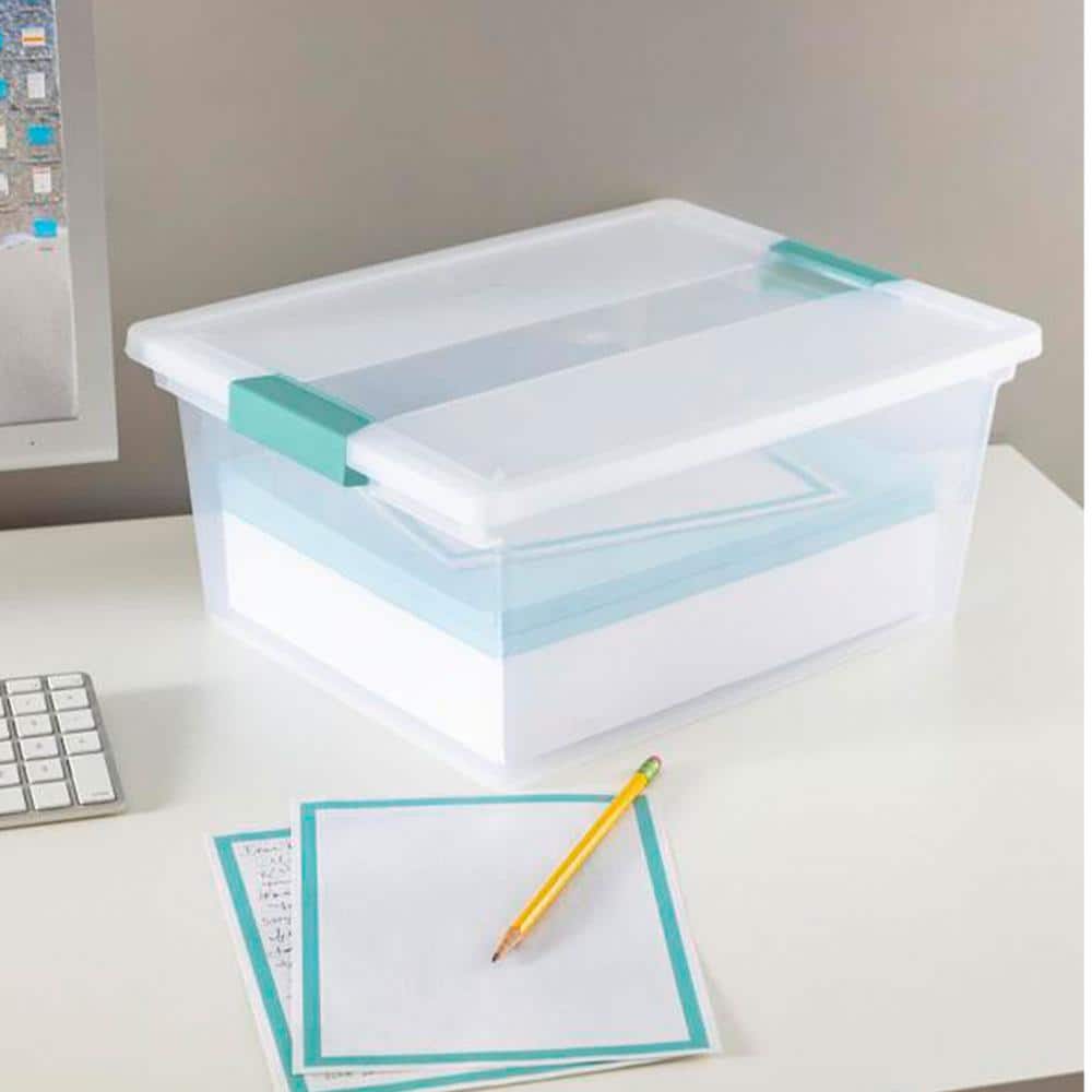 Clear Plastic Stackable Storage Bin with Latching Lid, 14" x 11"