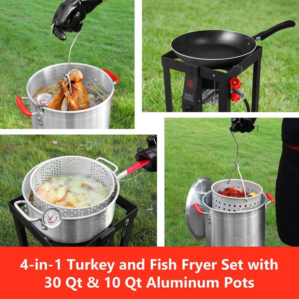 Feasto 30 Qt Aluminum Turkey Fryer with Gas Burner