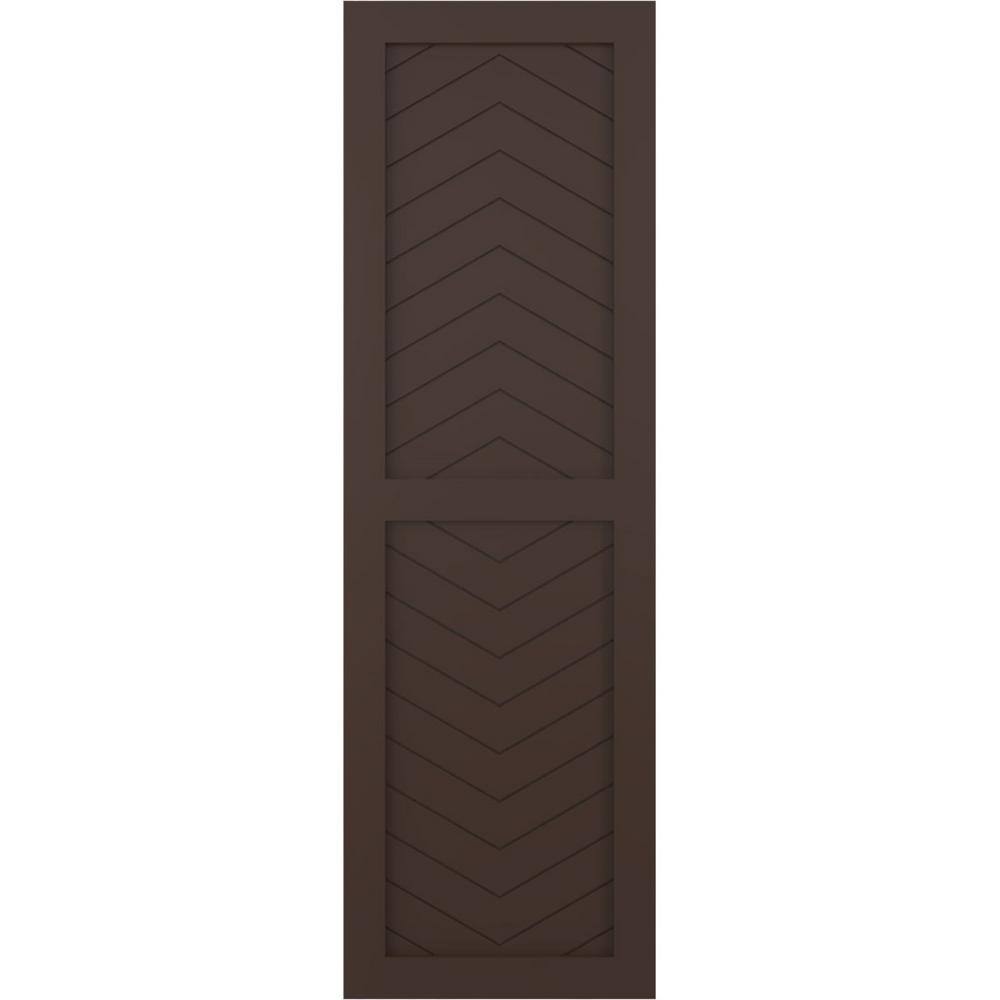 15 in. x 30 in. PVC True Fit Two Panel Chevron Modern Style Fixed Mount Flat Panel Shutters Pair in Raisin Brown price history on PriceWatchPro