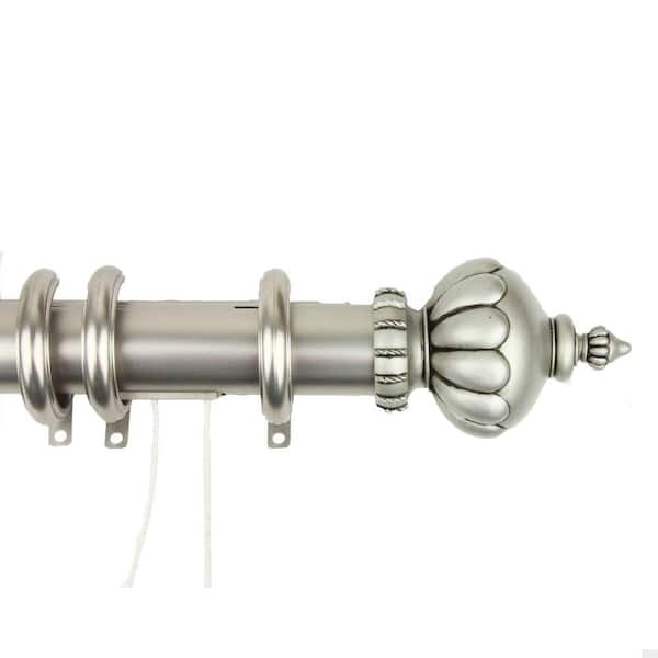Rod Desyne 30 in. - 48 in. Imperial Decorative Traverse Rod in Satin Nickel with Rings