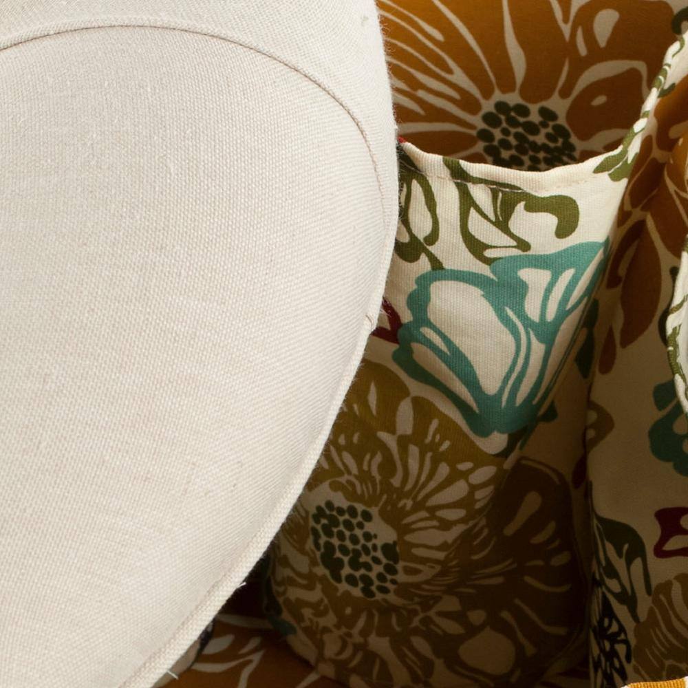 Luxurious Tufted Linen Round Storage Ottoman in Off-White