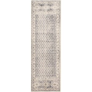 2 X 8 Gray and Ivory Abstract Runner Rug