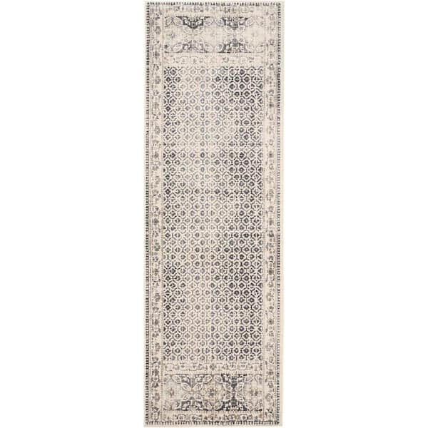 HomeRoots 2 x 8 Gray and Ivory Abstract Runner Rug
