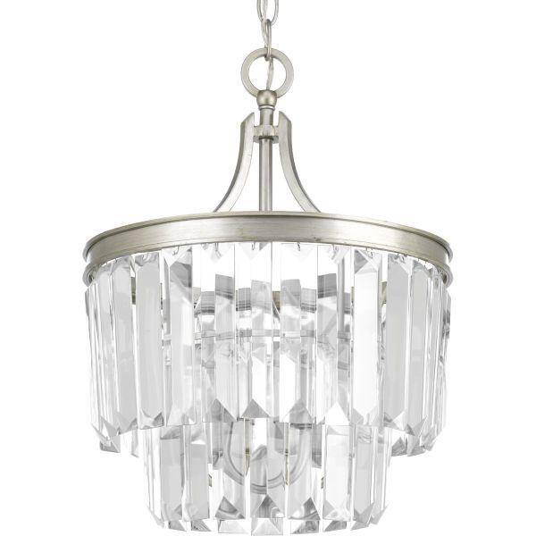 Glimmer Silver Ridge 3-Light Semi-Flush Pendant with Prismatic Glass