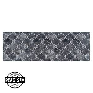 Take Home Sample - June Black Listello 6 in. x 18 in. Hand-Painted Decorative Ceramic Tile
