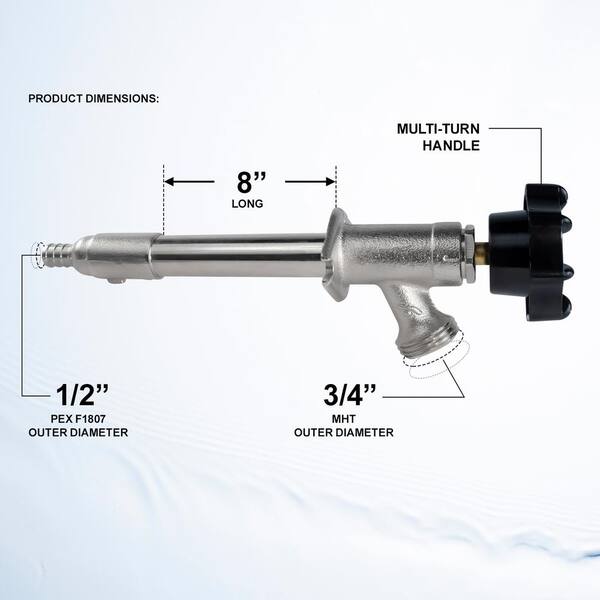 Midline Valve Sillcock Hose Bibb – 1/2" PEX A X 3/4" MHT Outdoor Faucet (5-Pack)