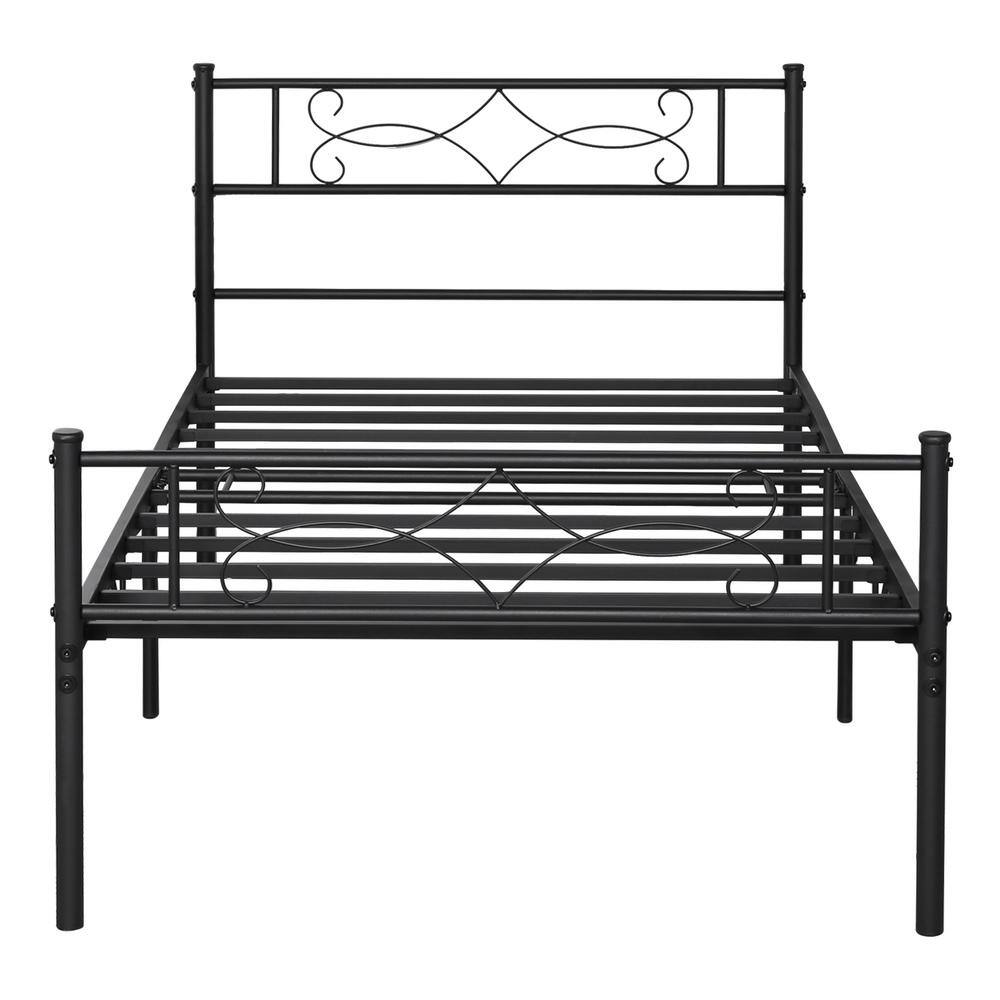 VECELO Bed Frame with Headboards, Black Heavy Duty Frame ，39 in. W Twin