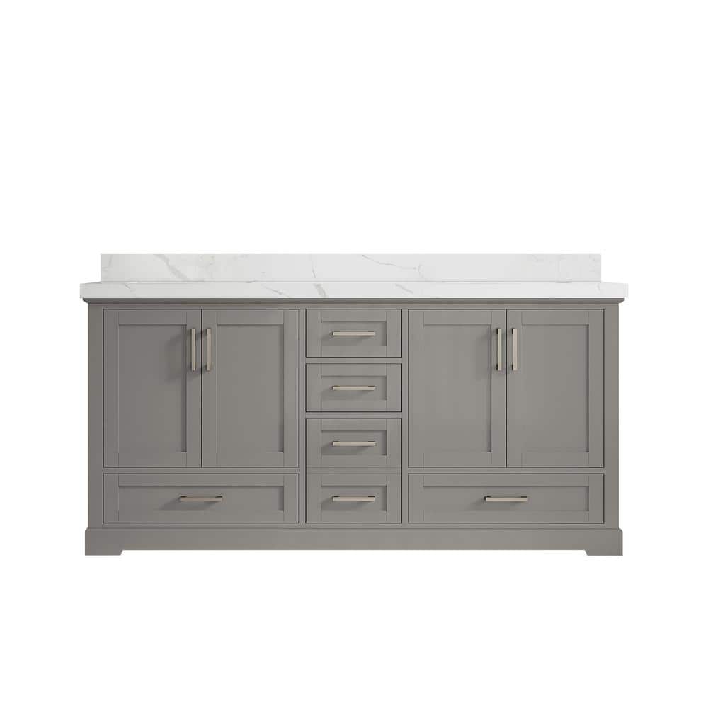 Boston 72 in. W x 22 in. D x 36 in. H Double Sink Bath Vanity in Elephant Gray with 2 in. Calacatta Quartz Top price history on PriceWatchPro