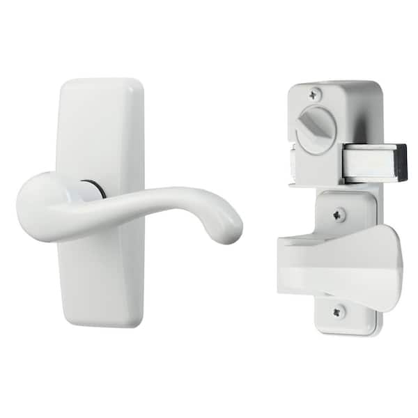 IDEAL SECURITY White Painted Zinc Storm and Screen Door Lever Handle Set with Deadbolt