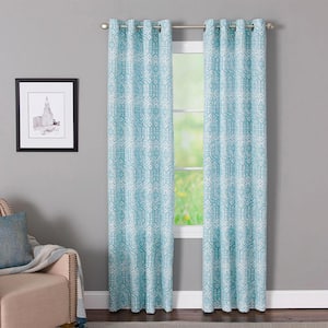 Indira 50 in. W x 84 in. L Polyester and Cotton Light Filtering Window Panel in Teal