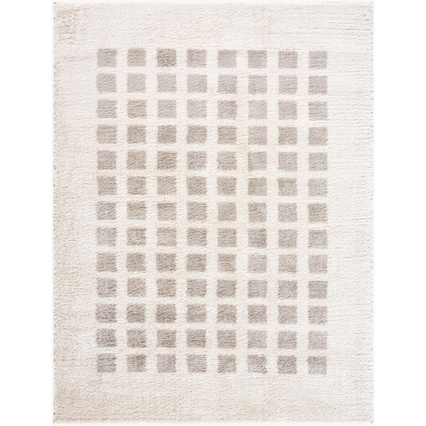 Fossay Shag Grey 3 ft. x 7 ft. Modern Indoor Area Rug
