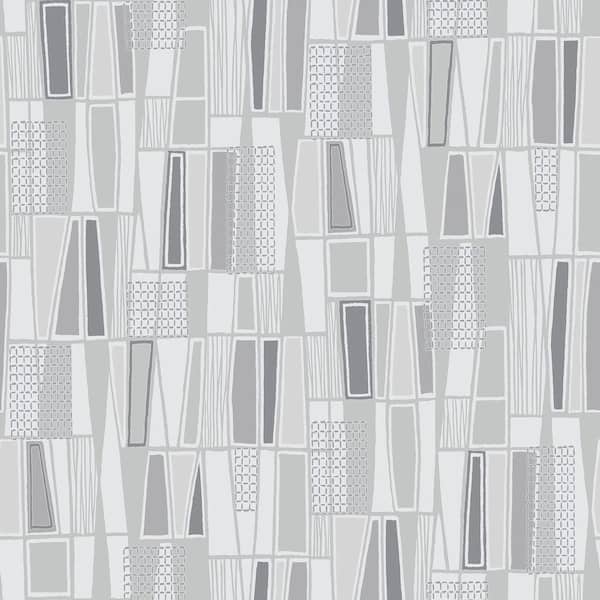 Brewster Grey Retro Geometric Grey Wallpaper Sample