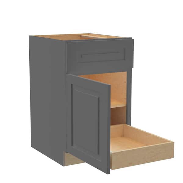 Home Decorators Collection Grayson 21 in. W x 24 in. D x 34.5 in. H Assembled Plywood Base Kitchen Cabinet in Deep Onyx with 1ROT Soft Close LH
