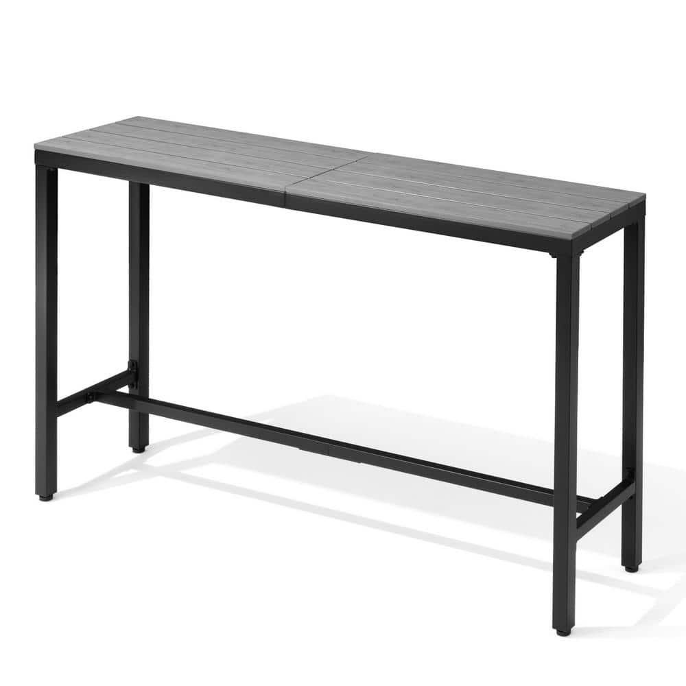 Gray Composite and Steel Counter Height Outdoor Bar Table