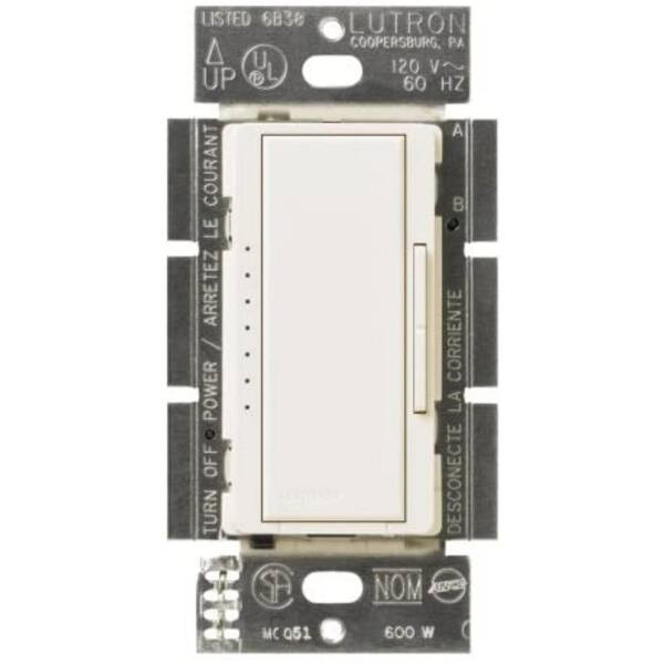 Lutron Maestro Dimmer Switch for Incandescent Bulbs, 600-Watt Single-Pole/3-Way/Multi-Location, Biscuit (MSC-600M-BI)