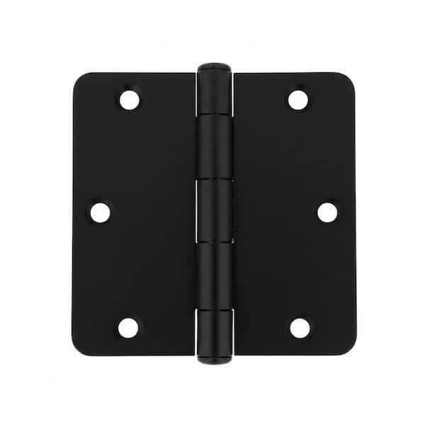 3.5 in. x 3.5 in. Matte Black Residential Full Mortise 1/4 in. Radius Hinge with Removable Pin-Pack of 10