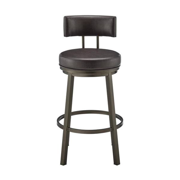 Armen Living Dalza 40 in. Brown 30 in. Bar Stool with Faux Leather Seat