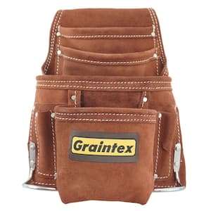 Suede 10-Pocket Leather Nail and Tool Pouch