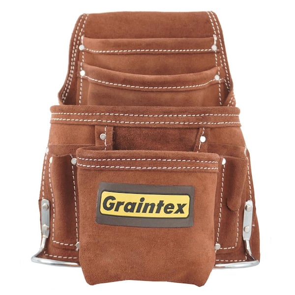 Graintex Suede 10-Pocket Leather Nail and Tool Pouch