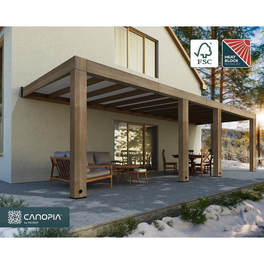 CANOPIA by PALRAM Helsinki 10 ft. x 28 ft. Cedar Wood/Solar