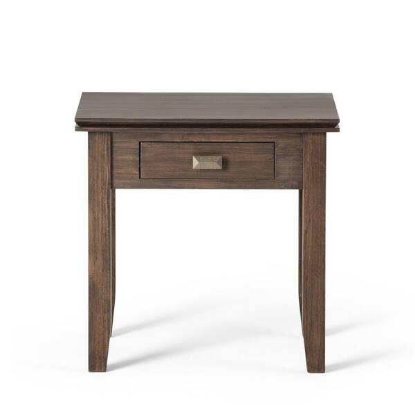 Simpli Home Artisan End Table in Natural Aged Brown 