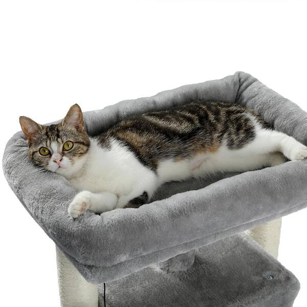Foobrues Small Cat Tree for Indoor Cats Polyester Plush Cat Tower with  Beige Condos, Spacious Perch, Scratching Sisal Posts L-W79633968 - The Home  Depot