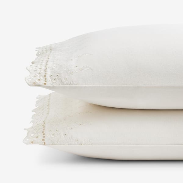 The Company Store Legends Hotel Lace Velvet Flannel Cream Cotton King Pillowcases (Set of 2)