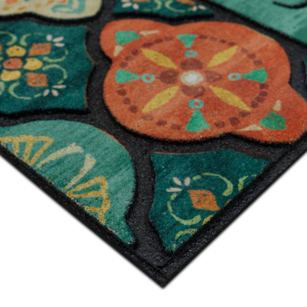 Multicolor Medallion Design Outdoor Rubber Door Mat