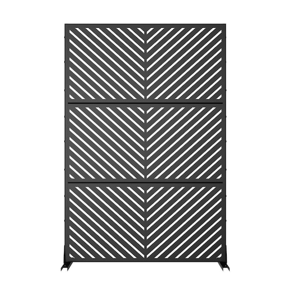 SpassWay 6ft. H x 4ft. W Metal Privacy Screen Fence Panel Black