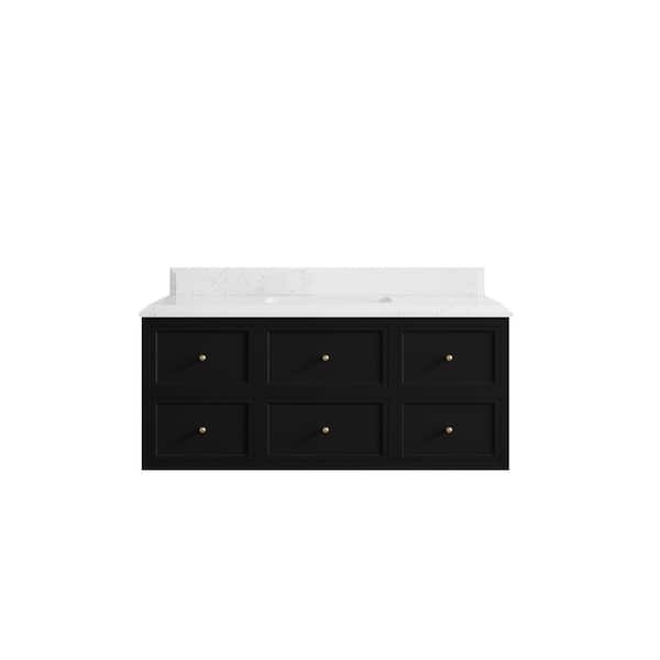 Willow Collections Roswell 48 in. Single Sink Freestanding Black Bath Vanity with Empira White Qt. Top Unassembled
