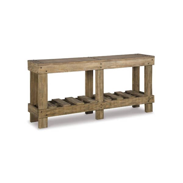 Susandeer 64 in. Brown Rectangle Wood Console Table Shelf
