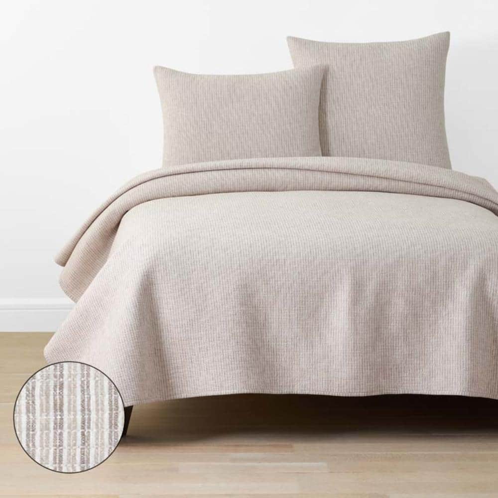 Yarn-Dyed Pencil Stripe Quilt - Taupe, Full/Queen price history on PriceWatchPro