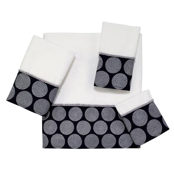 Avanti Linens "Dotted Circles 4-Piece Bath Towel Set in White Black "