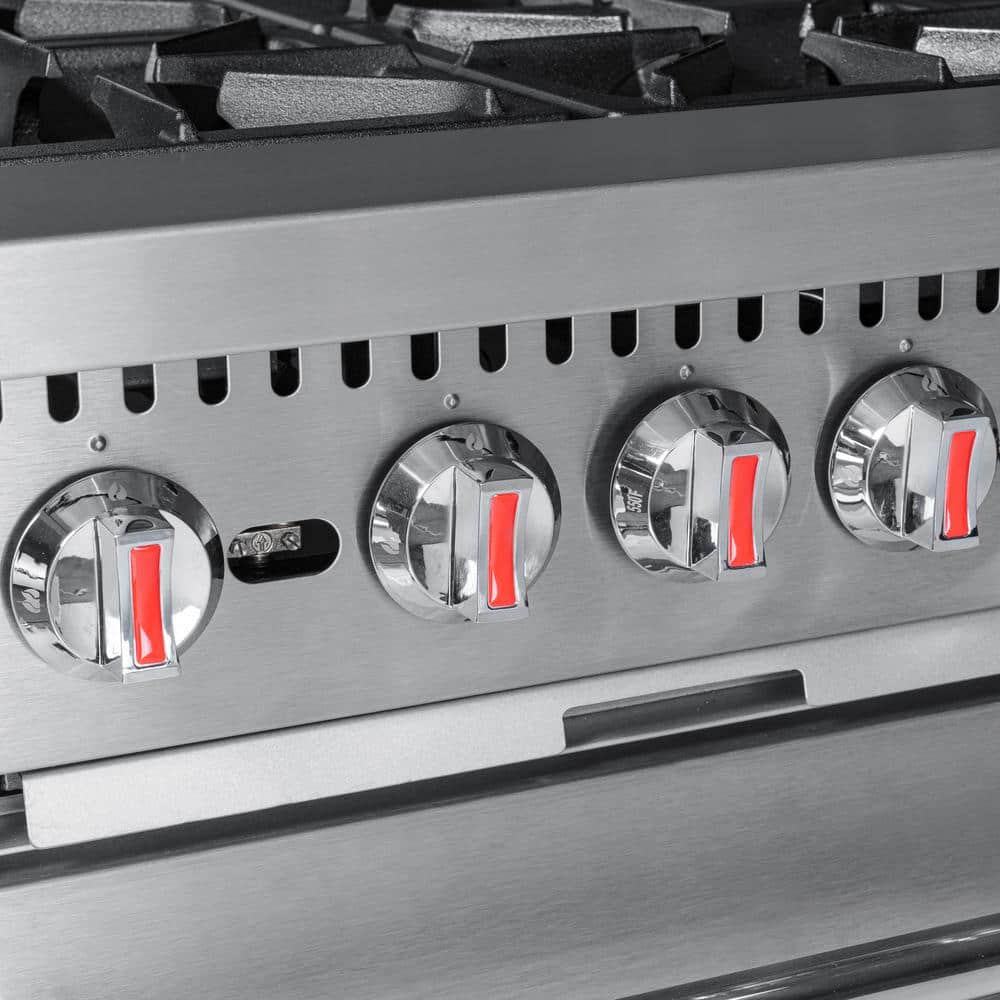 24 in Stainless Steel Commercial Gas Range with Built-in Oven