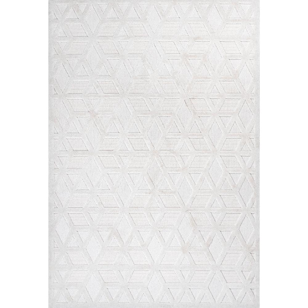 Moorish Elegance Ivory Geometric 3x5 Synthetic Area Rug