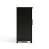 Black tall modular cabinet on white background.