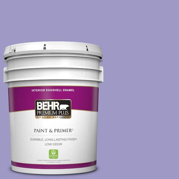 BEHR PREMIUM PLUS 5 gal. #630B-5 Majestic Violet Eggshell Enamel Low Odor Interior Paint & Primer