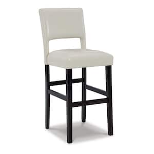 30 in. Brown and Ivory Low Back Wood Frame Barstool with Faux Leather Seat (Set of 2)