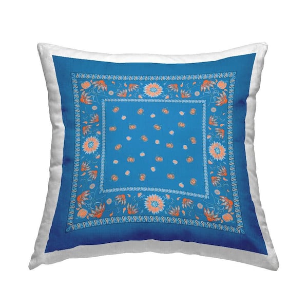 Stupell Industries Blue Sky Harvest Pattern Blue Floral Polyester 18 in. X 18in. Throw Pillow