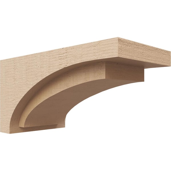 Ekena Millwork 7 in. x 7 in. x 14 in. Wide Rivera Rough Cedar Woodgrain TimberThane Corbel, Primed Tan
