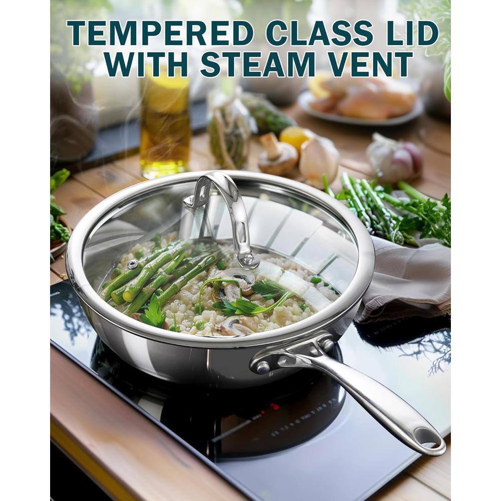 10.5-Inch Stainless Steel Wok with Glass Lid