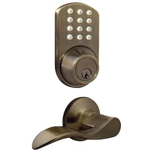 Antique Brass Keyless Entry Deadbolt and Lever Handle Door Lock with Electronic Digital Keypad