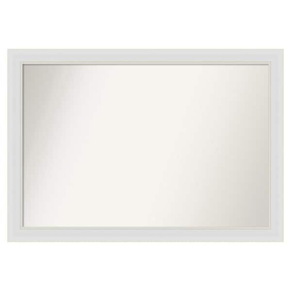Amanti Art Flair Soft White Narrow 40 in. x 28 in. Custom Non-Beveled Satin Recyled Polystyrene Bathroom Vanity Wall Mirror