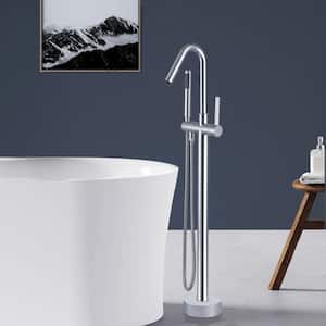 High Arch Single Handle Freestanding Tub Faucet Bathtub Filter with Handheld Shower in Chrome