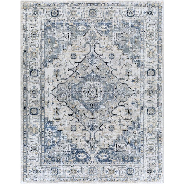 Livabliss Gilboa Gray/Navy 8 ft. x 10 ft. Indoor Area Rug