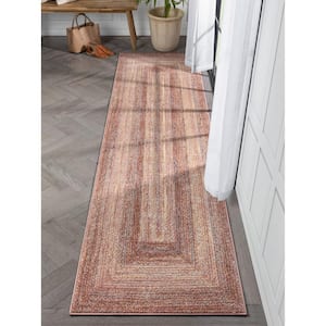 Rodeo Chindi Modern Solid and Striped Blush Yellow 2 ft. 7 in. x 9 ft. 10 in. Runner Area Rug