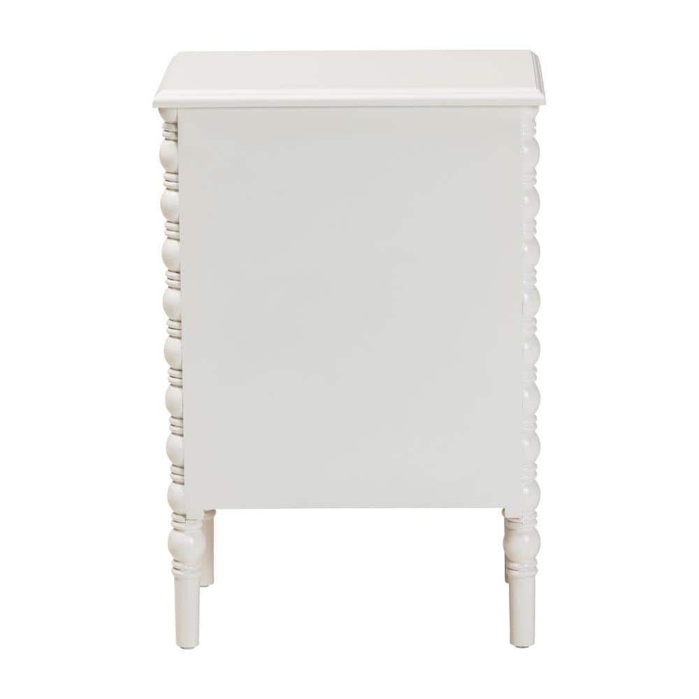 Malinda 18.9 in. White Rectangle Wood End Table with 3-Drawers - thumbnail 6