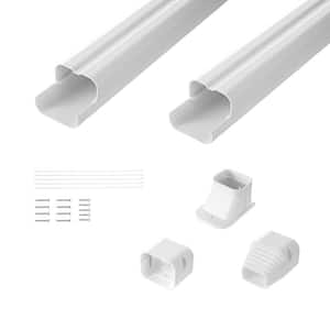 Mini Split Line Set Cover 3 in. W 7.4 ft. L PVC Decorative Pipe Line Cover For Air Conditioner with 2 Straight Ducts