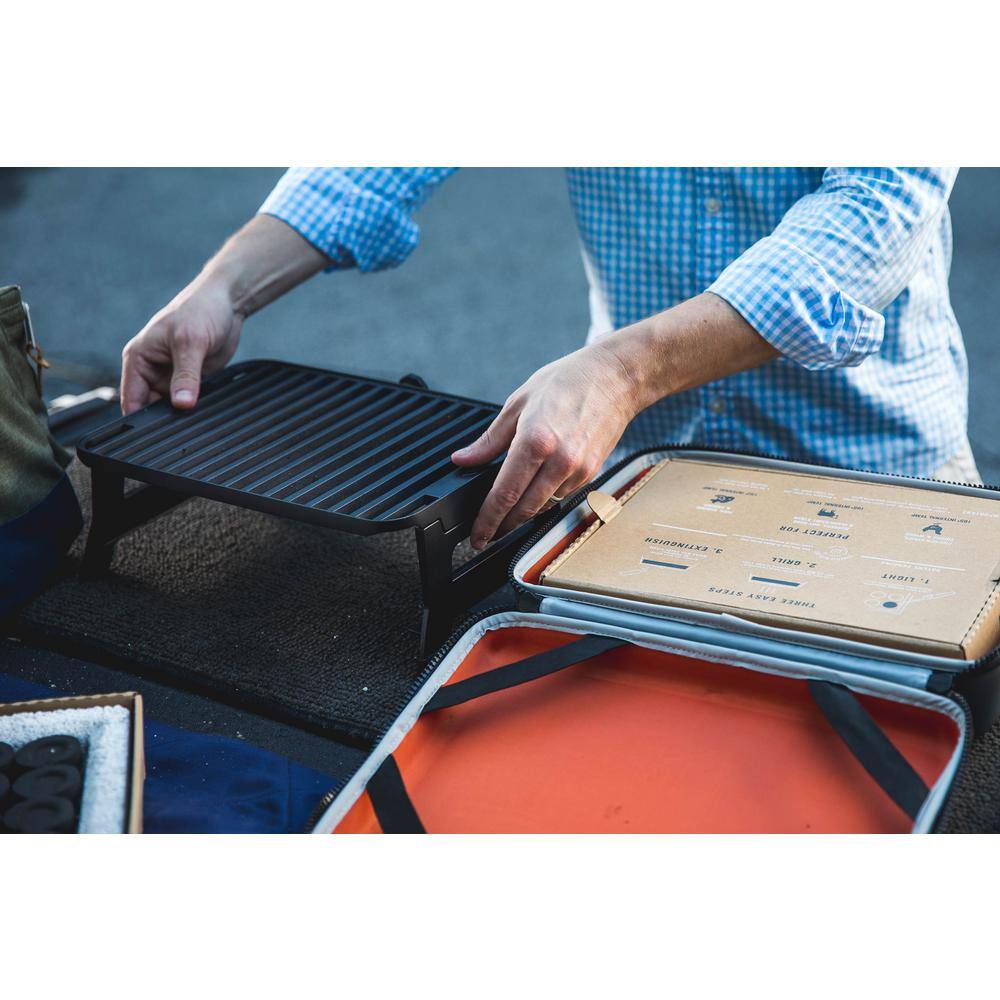 Ultra-Portable Black Charcoal Grill with Bamboo Accessories